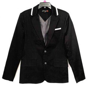 G By GUESS Women's Business Office Blazer Jacket Black White Trim Size Small